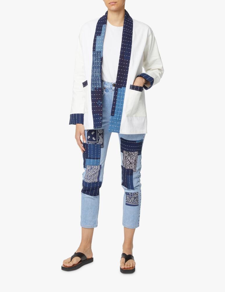 rinascente Overlord Giacca kimono con dettagli in denim - bianco