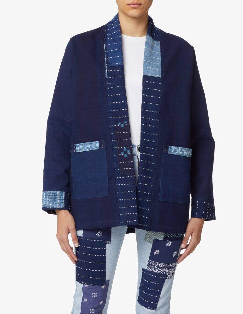 rinascente Overlord Kimono jacket with denim details - blue