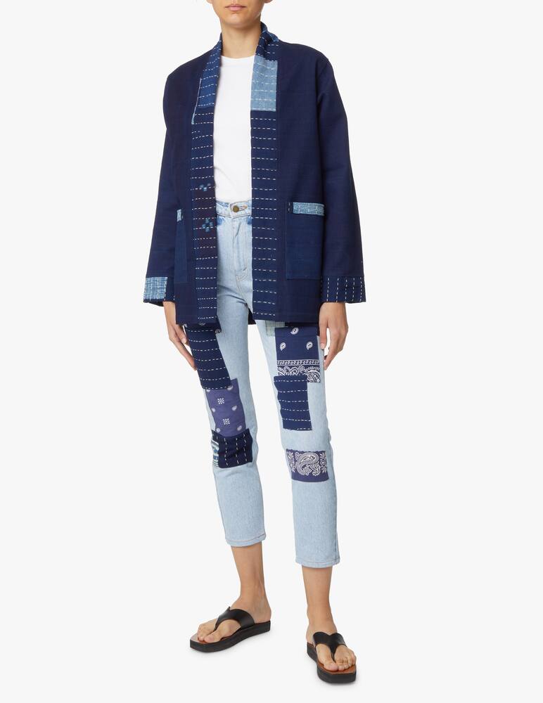 rinascente Overlord Kimono jacket with denim details - blue