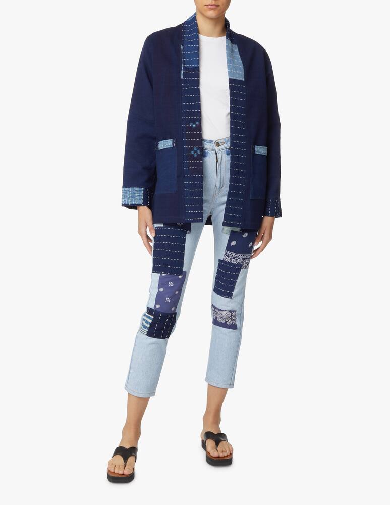 Overlord Slim-fit cropped jeans with bandana patch - blue - picture 1