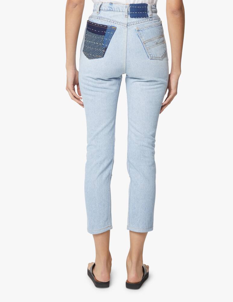Overlord Slim-fit cropped jeans with bandana patch - blue - picture 3