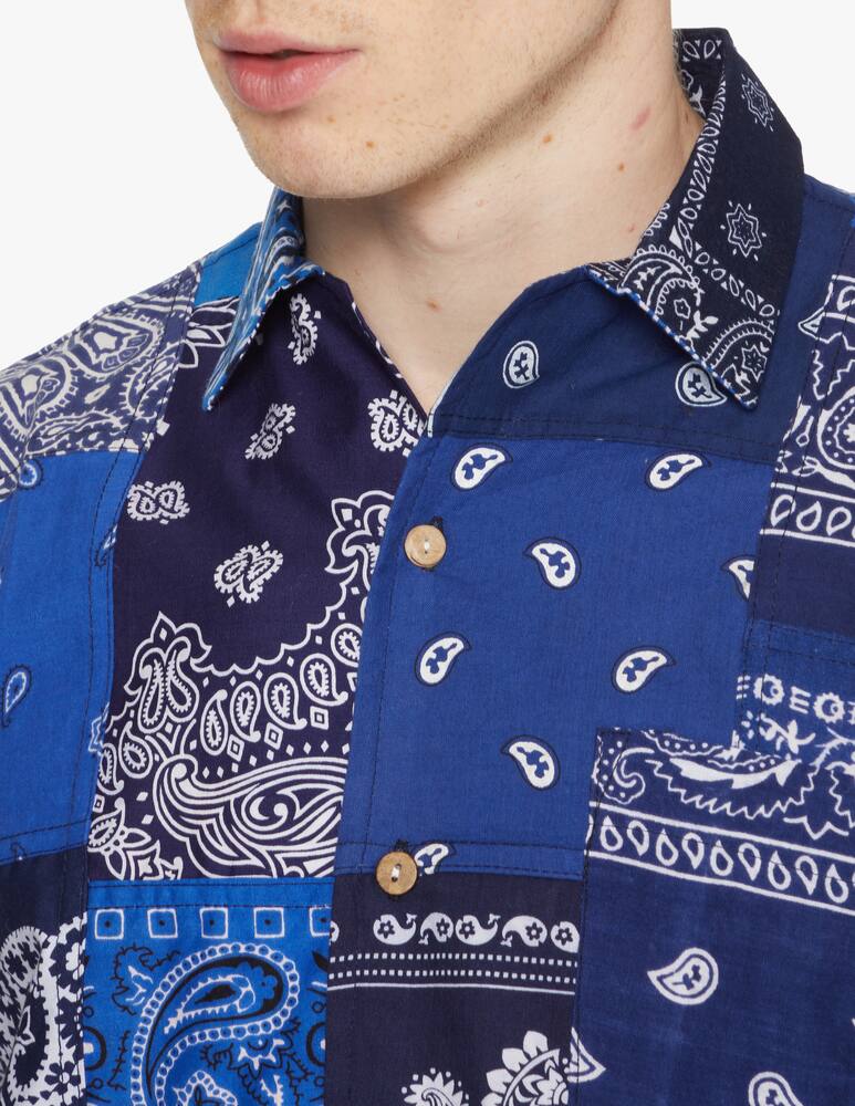 rinascente Overlord Short sleeve bandand shirt - blue