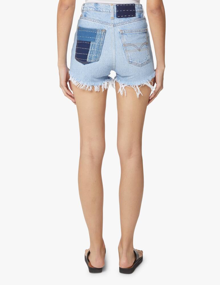 rinascente Overlord Pantaloni corti di jeans con patch bandana - azzurro