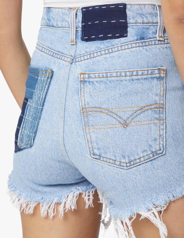 rinascente Overlord Pantaloni corti di jeans con patch bandana - azzurro