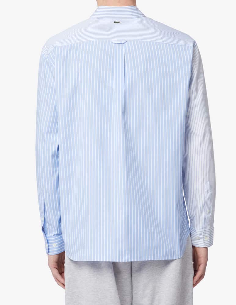 rinascente Lacoste Camicia manica lunga con logo grande a righe - Azzurro