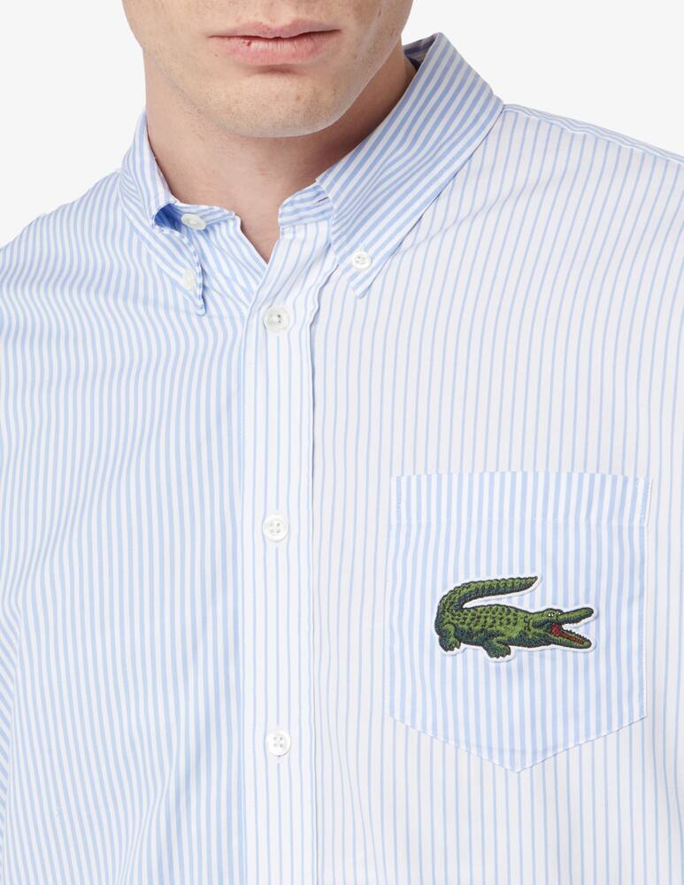 rinascente Lacoste Camicia manica lunga con logo grande a righe - Azzurro