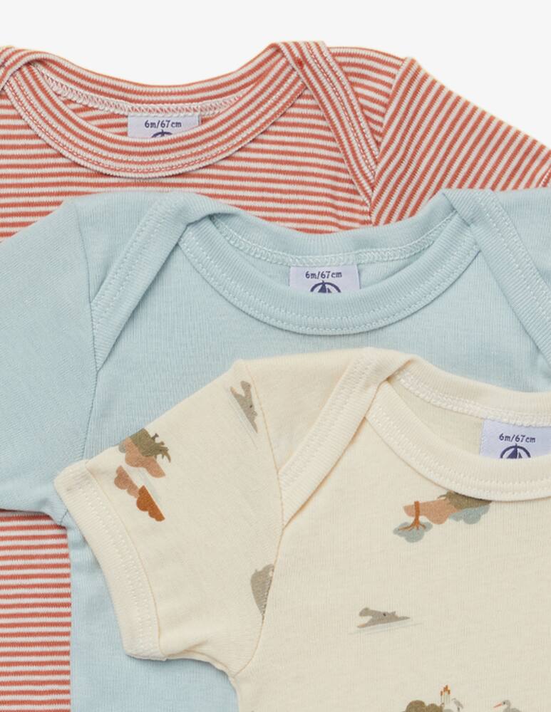 rinascente Petit Bateau Set of 3 cotton bodysuits