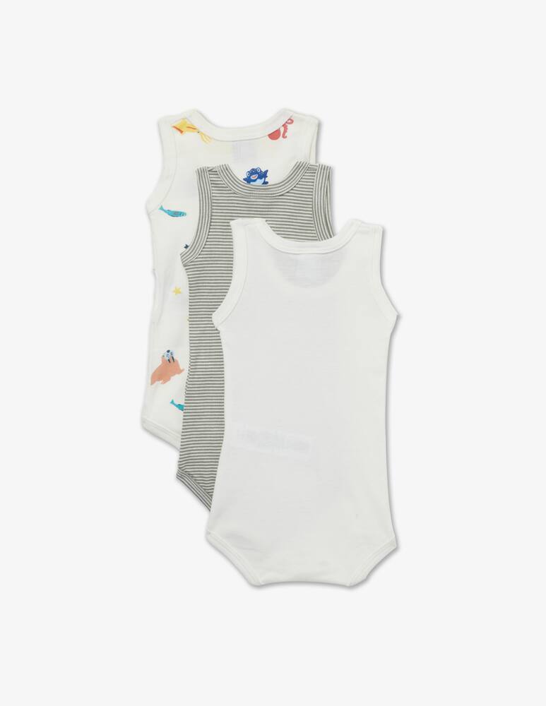 rinascente Petit Bateau Set of 3 cotton bodysuits