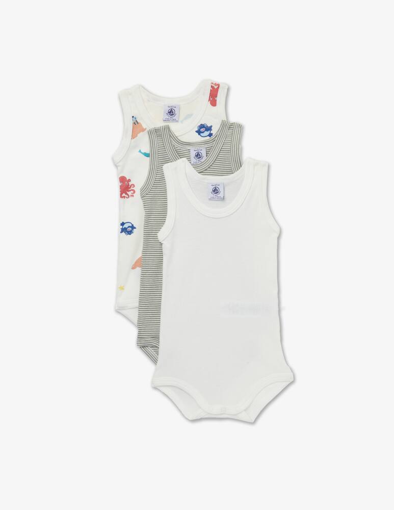 rinascente Petit Bateau Set of 3 cotton bodysuits