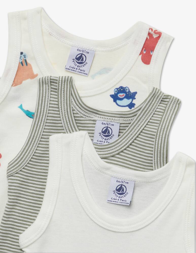 rinascente Petit Bateau Set of 3 cotton bodysuits