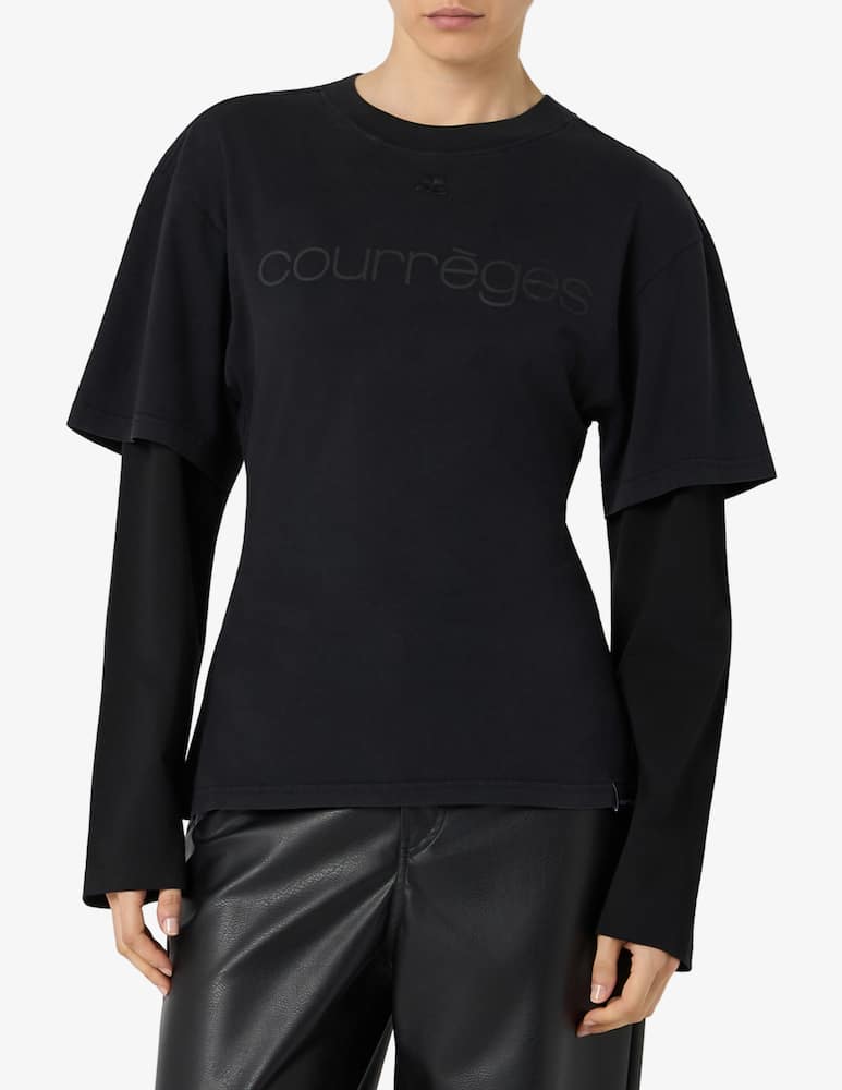 rinascente Courrèges Logo print double sleeve t-shirt