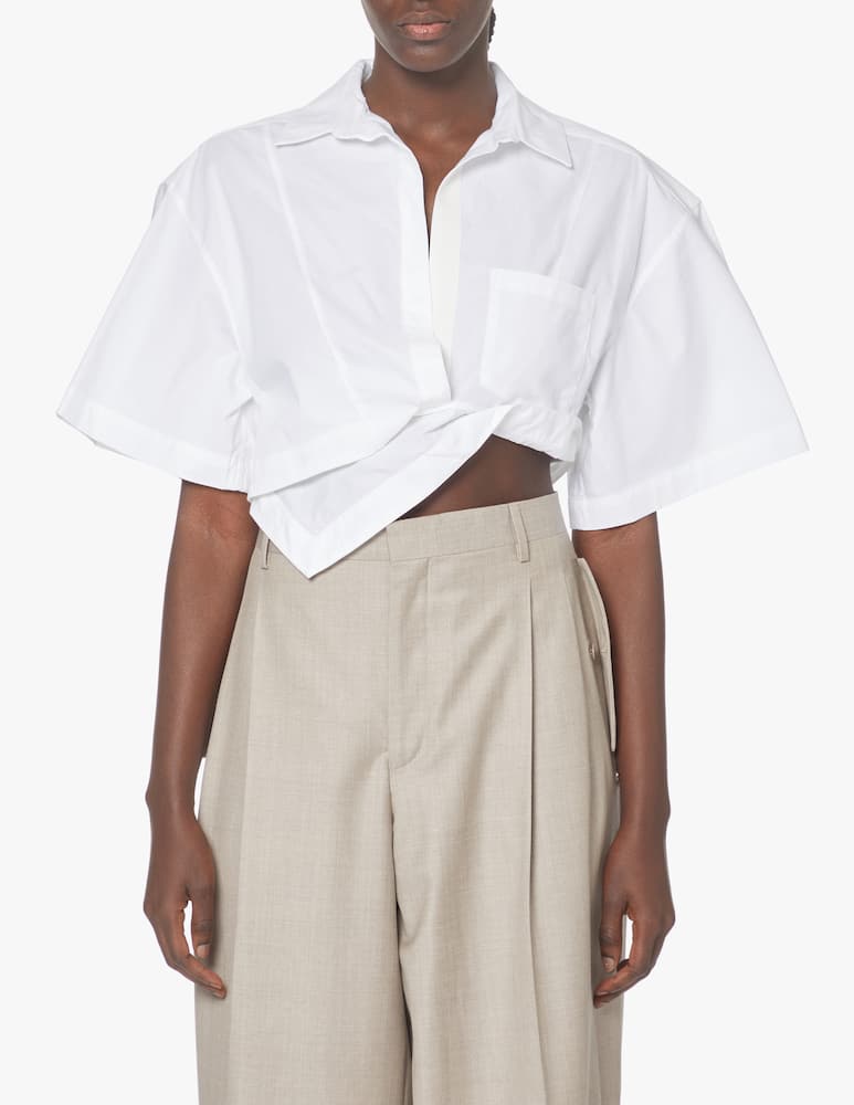 rinascente Jacquemus Capri cotton cropped shirt with twist - white