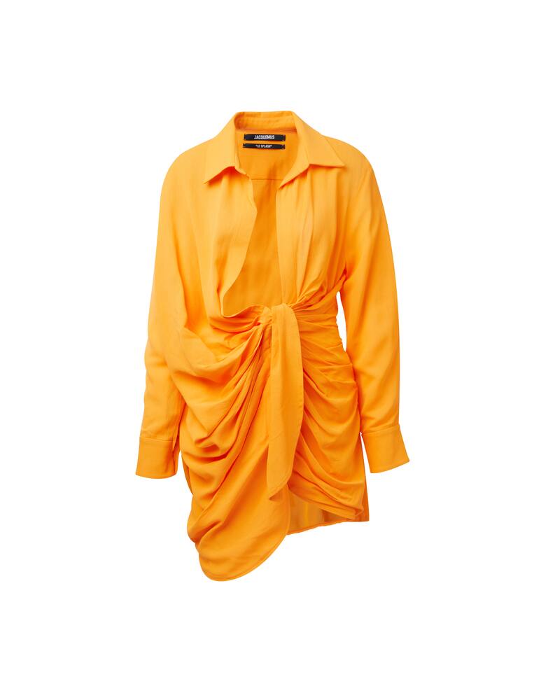 rinascente Jacquemus Bahia mini shirt dress with long sleeves - orange