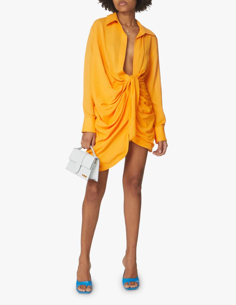 rinascente Jacquemus Bahia mini shirt dress with long sleeves - orange