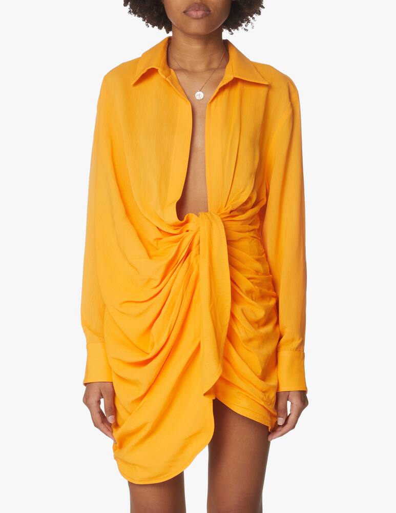 rinascente Jacquemus Bahia mini shirt dress with long sleeves - orange