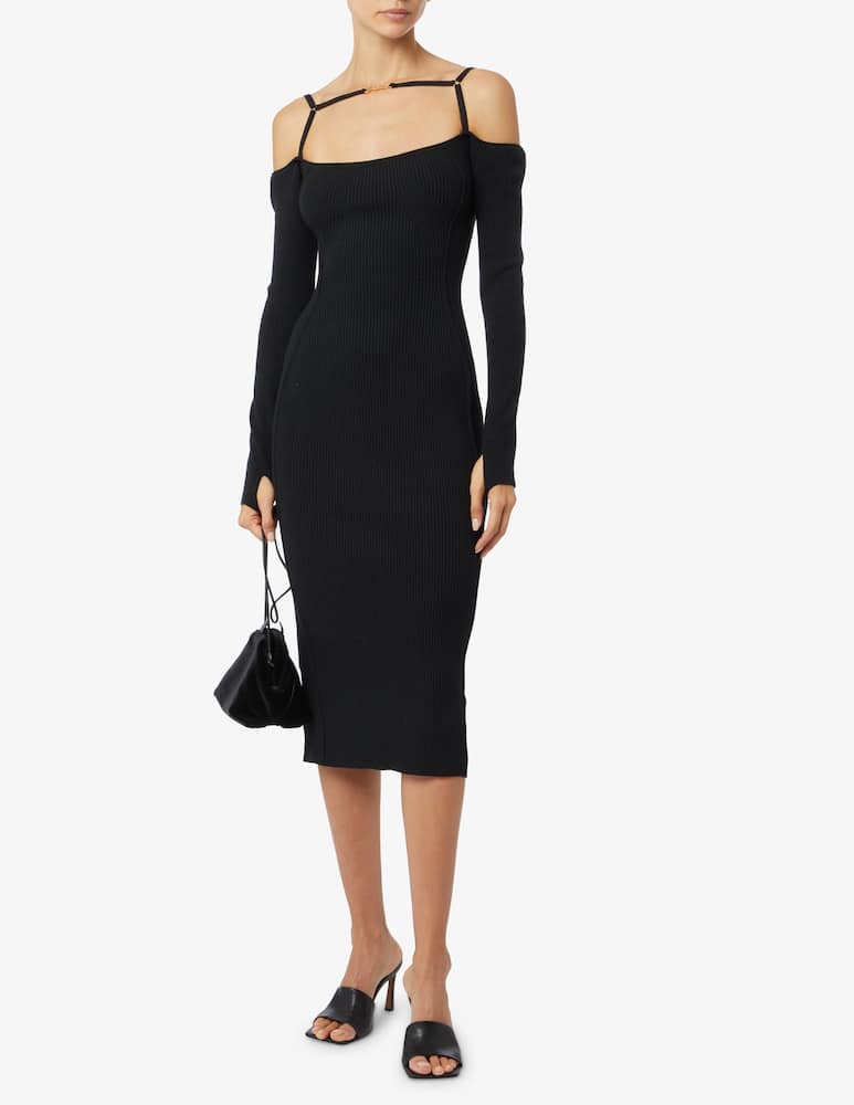 rinascente Jacquemus Robe Sierra off shoulder midi dress - Black