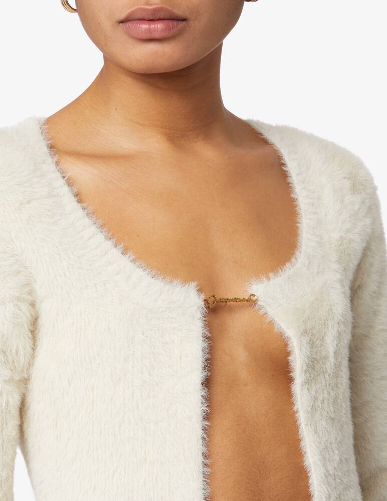rinascente Jacquemus Crop top logo mettalico Maille Neve - Bianco