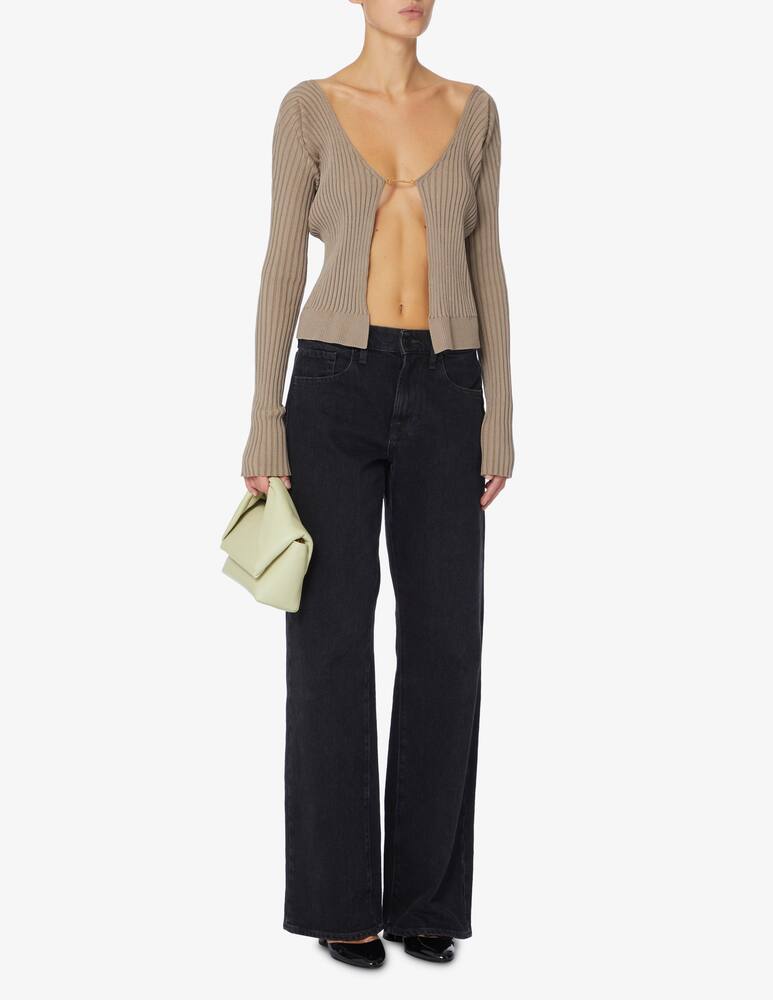 rinascente Jacquemus Maille Pralu Longue logo metal rib top - Beige