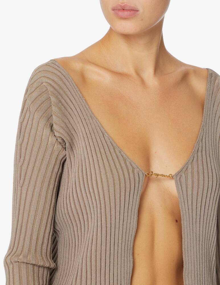 Jacquemus Maille Pralu Longue logo metal rib top - Beige - picture 4 Jacquemus Maille Pralu Longue logo metal rib top - Beige - picture 4