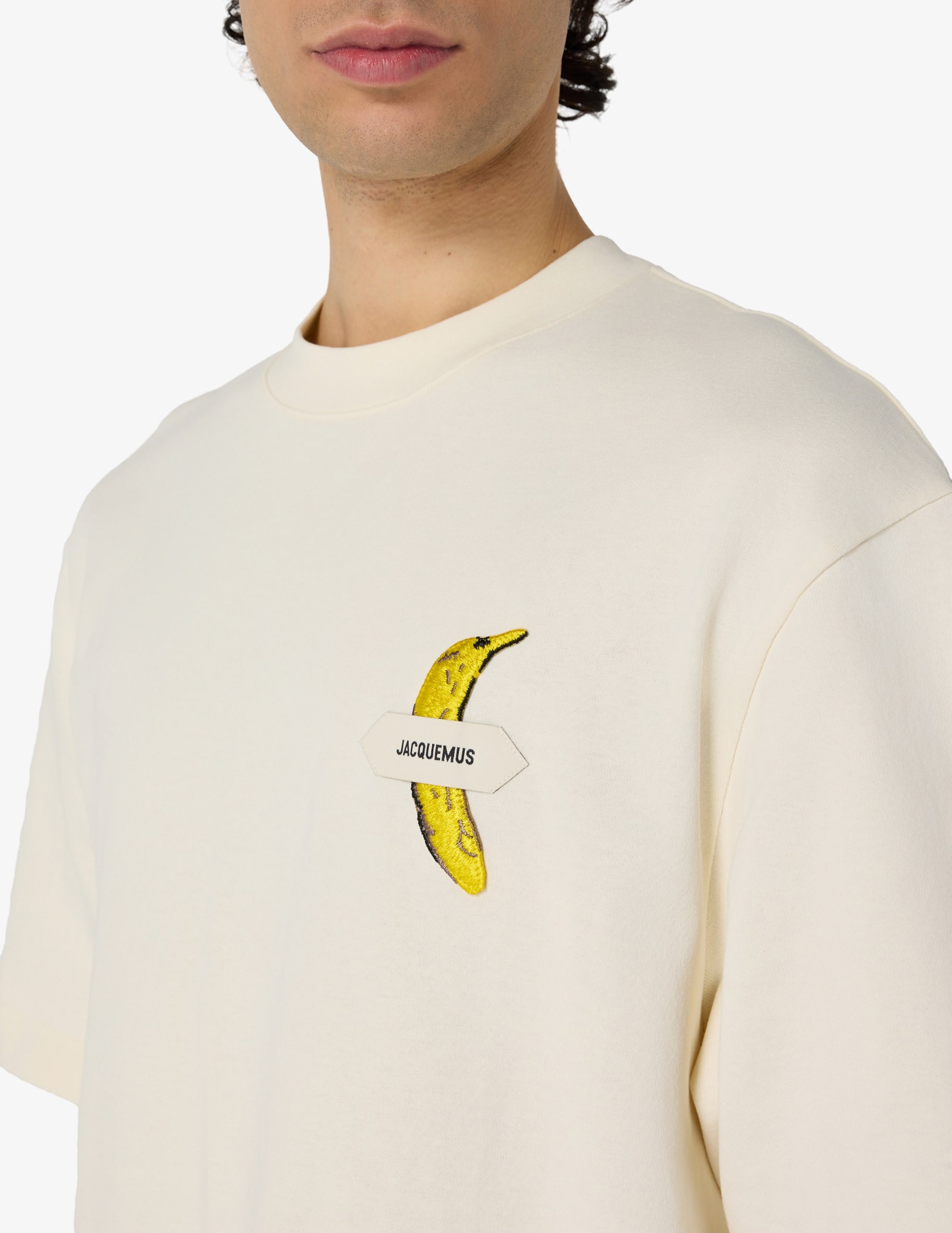 [JACQUEMUS] バナナ 半袖Tシャツ 0400022158450_BANANAPATCHOFFWH