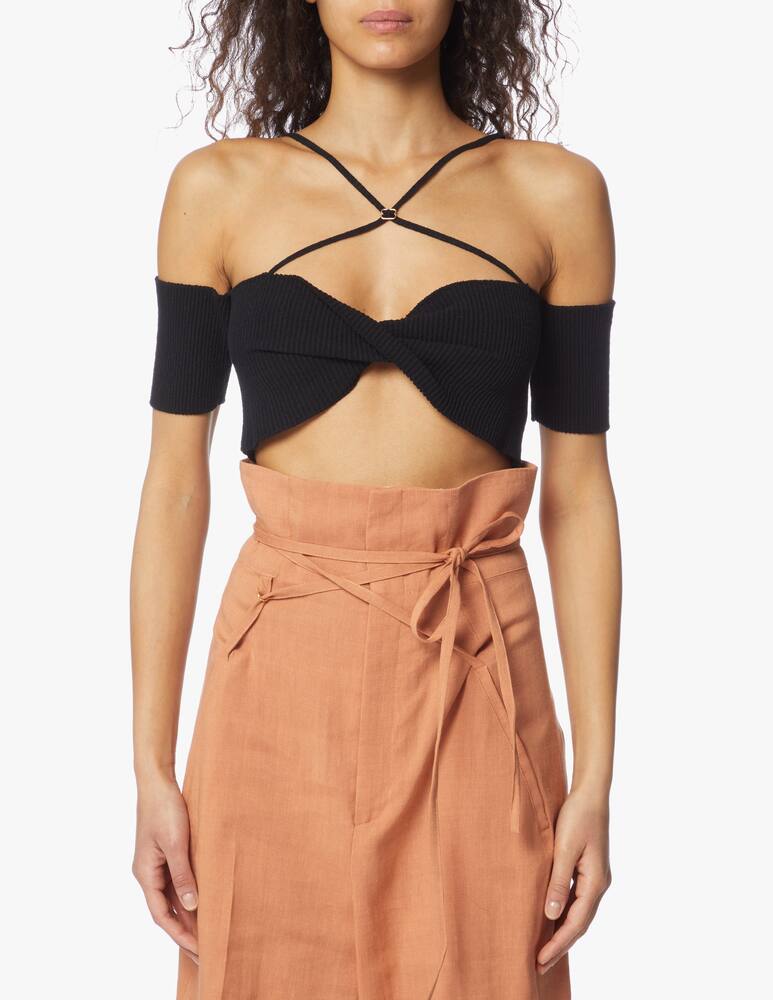 Jacquemus Crop top in maglia incrociato Soleil - immagine 4