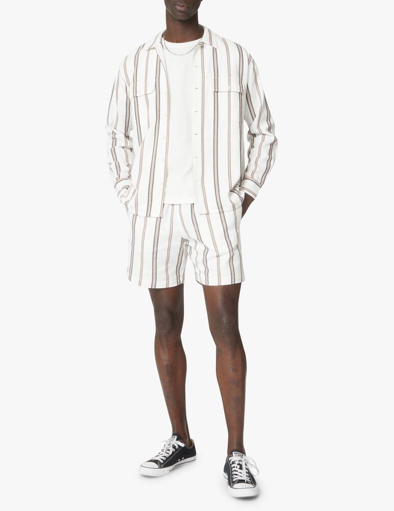 Olow Bermuda over coulisse in cotone rigato - bianco - immagine 1 Olow Bermuda over coulisse in cotone rigato - bianco - immagine 1