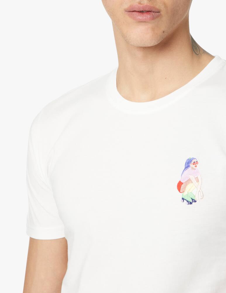 rinascente Olow Maglietta manica corta pattinatrice ricamo - bianco