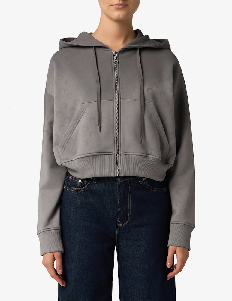 rinascente Marine Serre Felpa cropped con cappuccio Moon