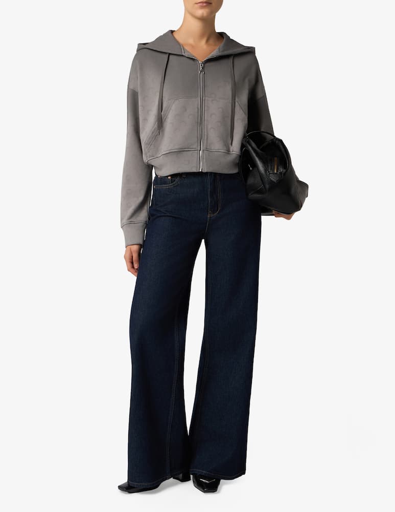 rinascente Marine Serre Felpa cropped con cappuccio Moon