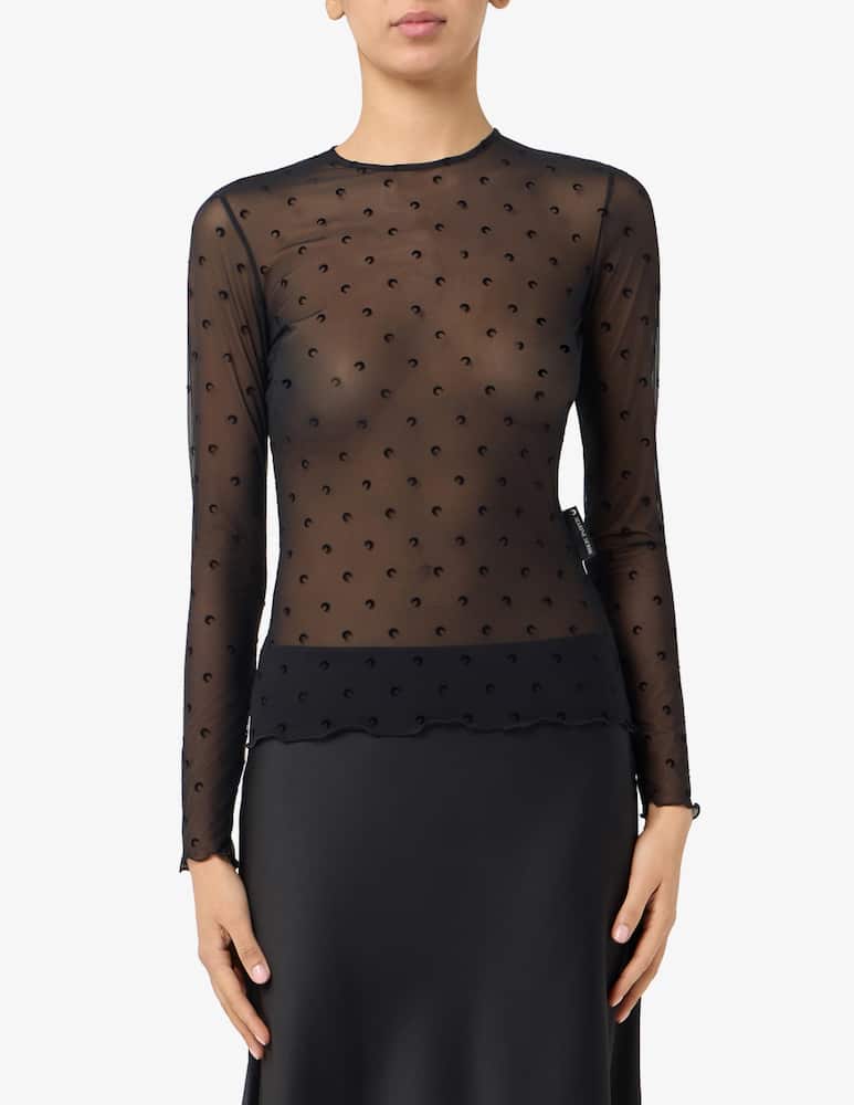 rinascente Marine Serre Plumetis moon mesh crewneck top