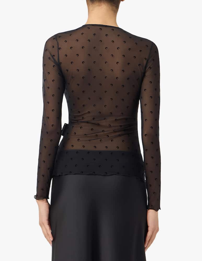 Marine Serre Plumetis moon mesh crewneck top - picture 3