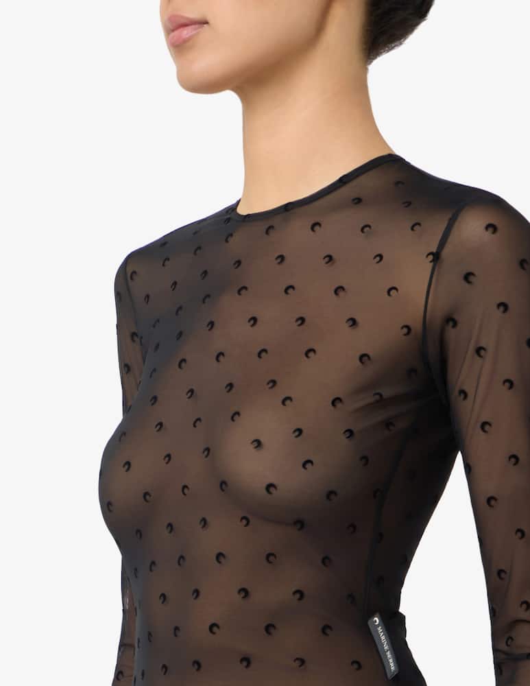 rinascente Marine Serre Plumetis moon mesh crewneck top