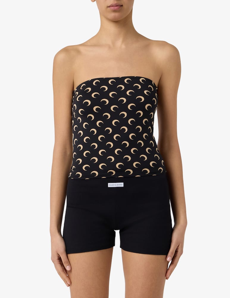 rinascente Marine Serre Moon print jersey bustier top