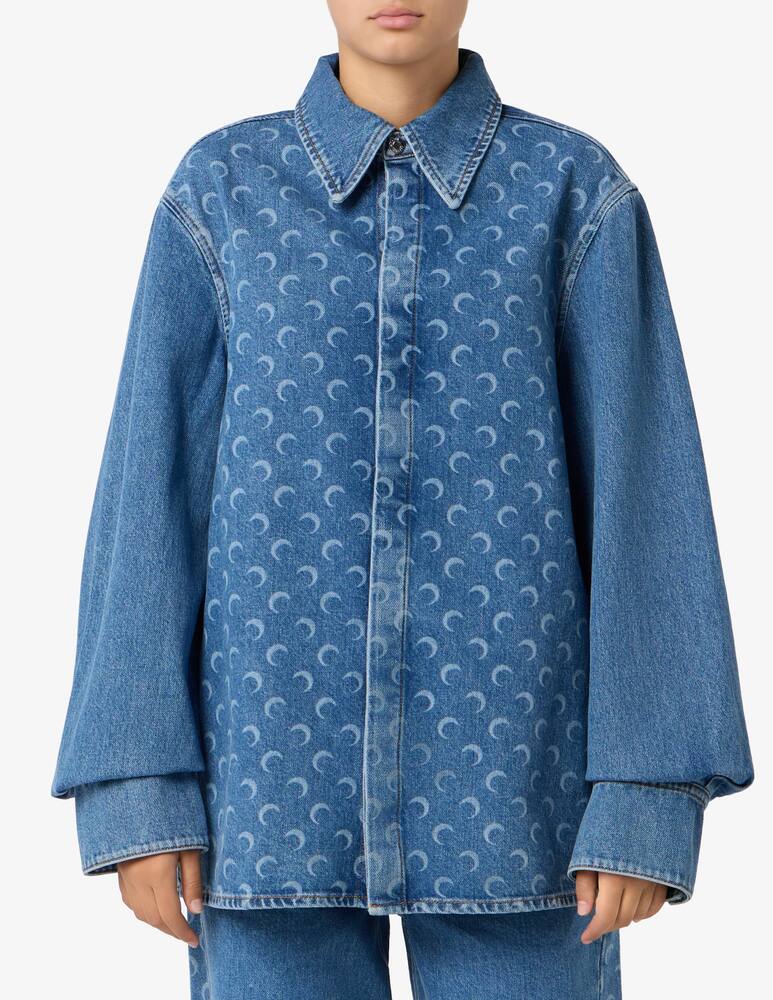 Marine Serre Camicia di jeans moon pattern - immagine 1 Marine Serre Camicia di jeans moon pattern - immagine 1