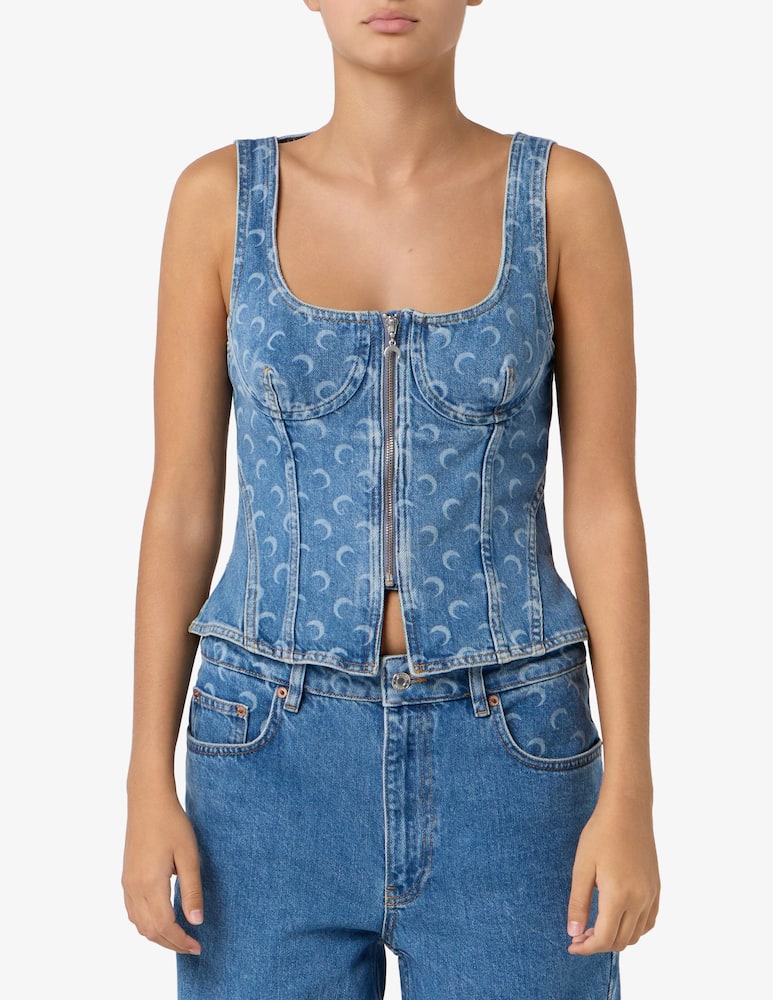 Marine Serre Top bustier in jeans Moon - immagine 1 Marine Serre Top bustier in jeans Moon - immagine 1