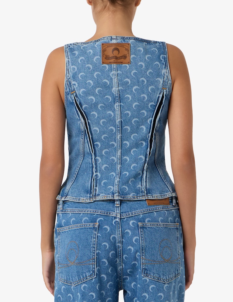 Marine Serre Top bustier in jeans Moon - immagine 3 Marine Serre Top bustier in jeans Moon - immagine 3