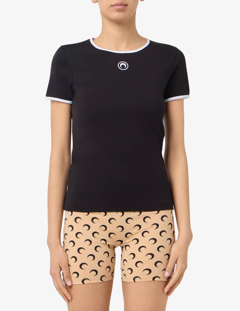 Marine Serre T-shirt logo moon in jersey - immagine 1 Marine Serre T-shirt logo moon in jersey - immagine 1