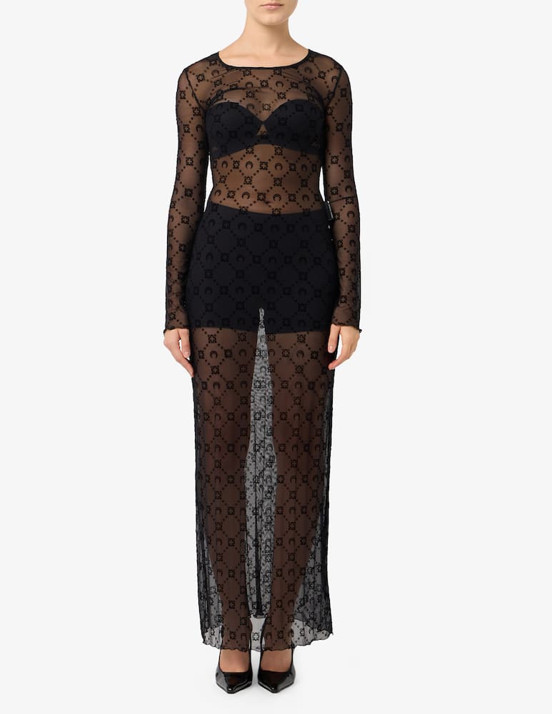 rinascente Marine Serre Moonogram mesh long dress