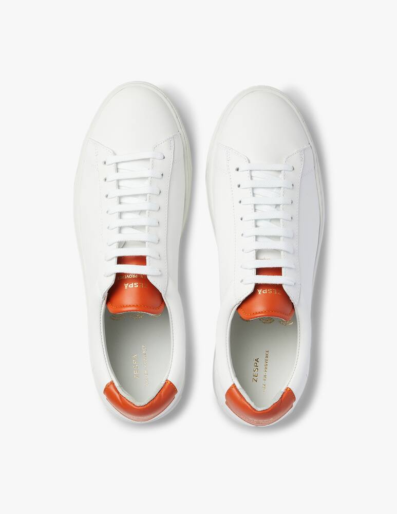 Zespa Nappa leather contrasting heel low sneakers - orange - picture 3 Zespa Nappa leather contrasting heel low sneakers - orange - picture 3