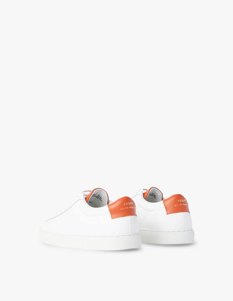 Zespa Nappa leather contrasting heel low sneakers - orange - picture 4 Zespa Nappa leather contrasting heel low sneakers - orange - picture 4