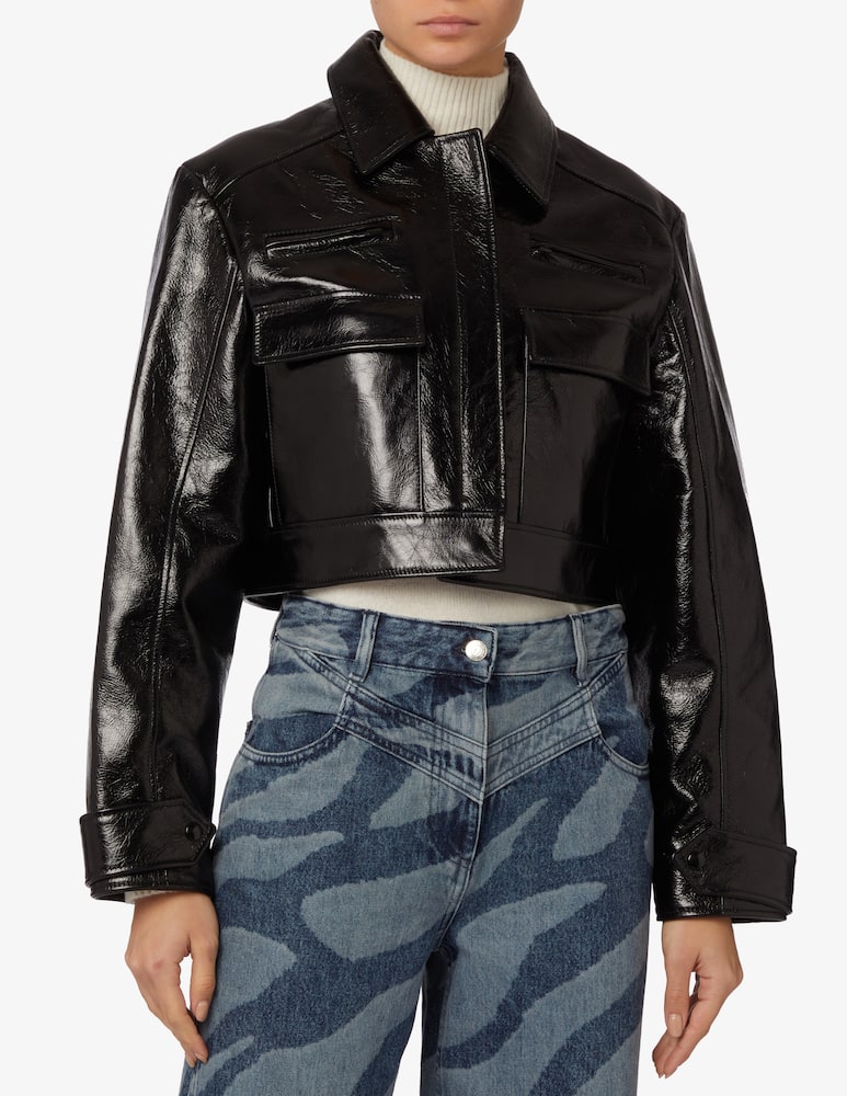 Minuit Giacca in pelle pesante boxy - Nero - immagine 1 Minuit Giacca in pelle pesante boxy - Nero - immagine 1