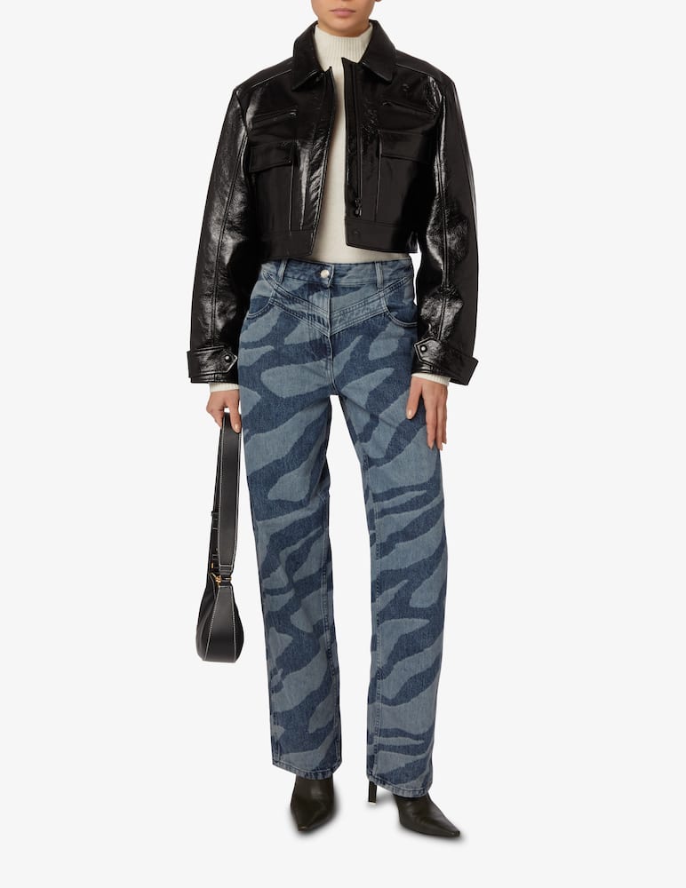 rinascente Minuit Giacca in pelle pesante boxy - Nero