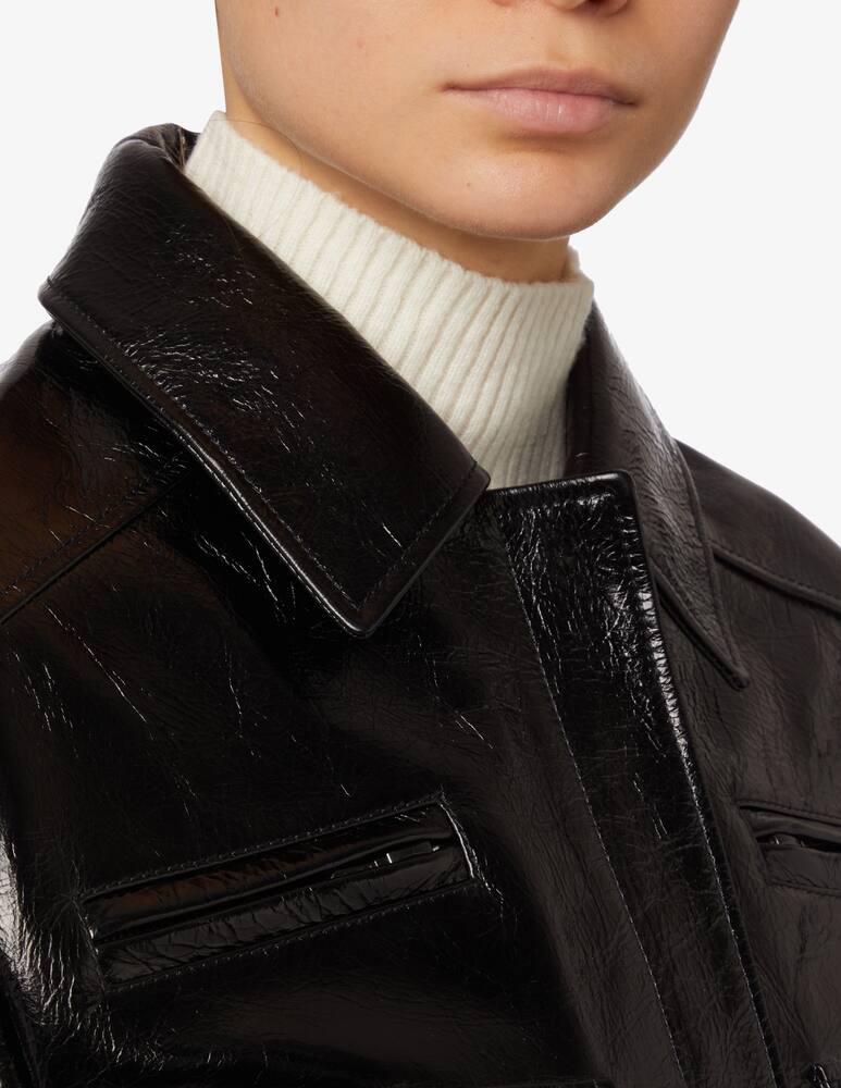 rinascente Minuit Giacca in pelle pesante boxy - Nero