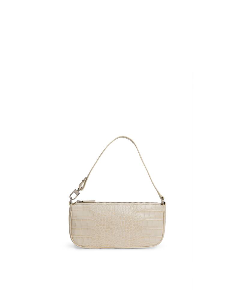 rinascente By Far Rachel Cream Croco Pelle Goffrata Borsa a Spalla