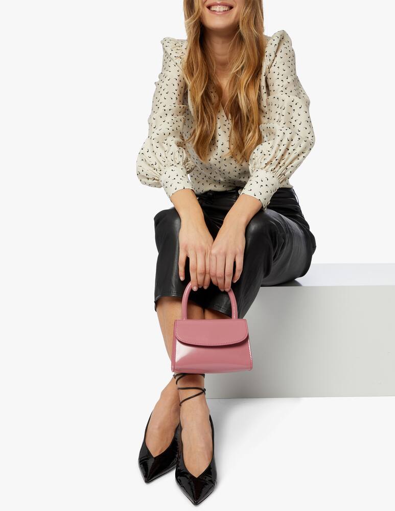 rinascente By Far Mini Pink Semi Patent Leather Handbag