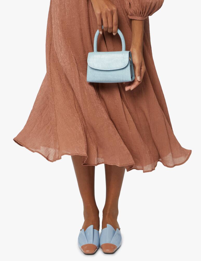 rinascente By Far Mini Sky Blue Lizard Pelle Goffrata Borsa a Mano