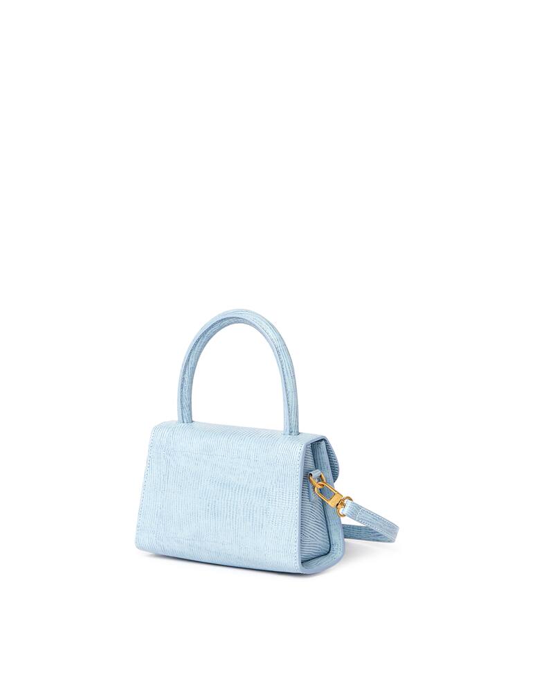 rinascente By Far Mini Sky Blue Lizard Pelle Goffrata Borsa a Mano