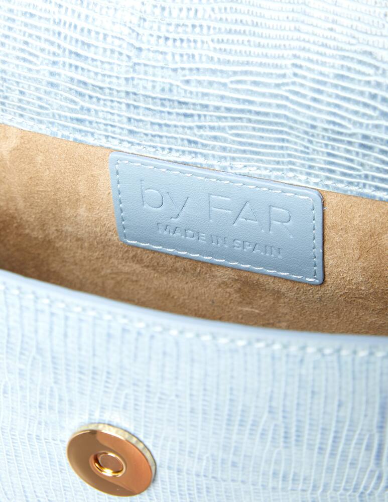 rinascente By Far Mini Sky Blue Lizard Pelle Goffrata Borsa a Mano