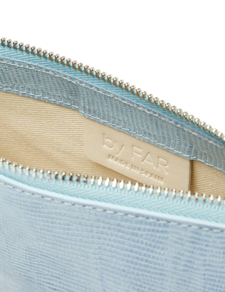 rinascente By Far Mini Rachel Sky Blue Lizard Pelle Goffrata Borsa a Mano