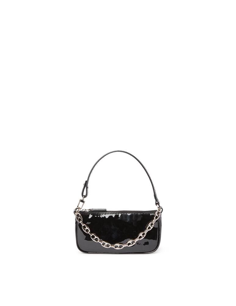 rinascente By Far Mini Rachel Black Semi Patent Pelle Borsa a Mano